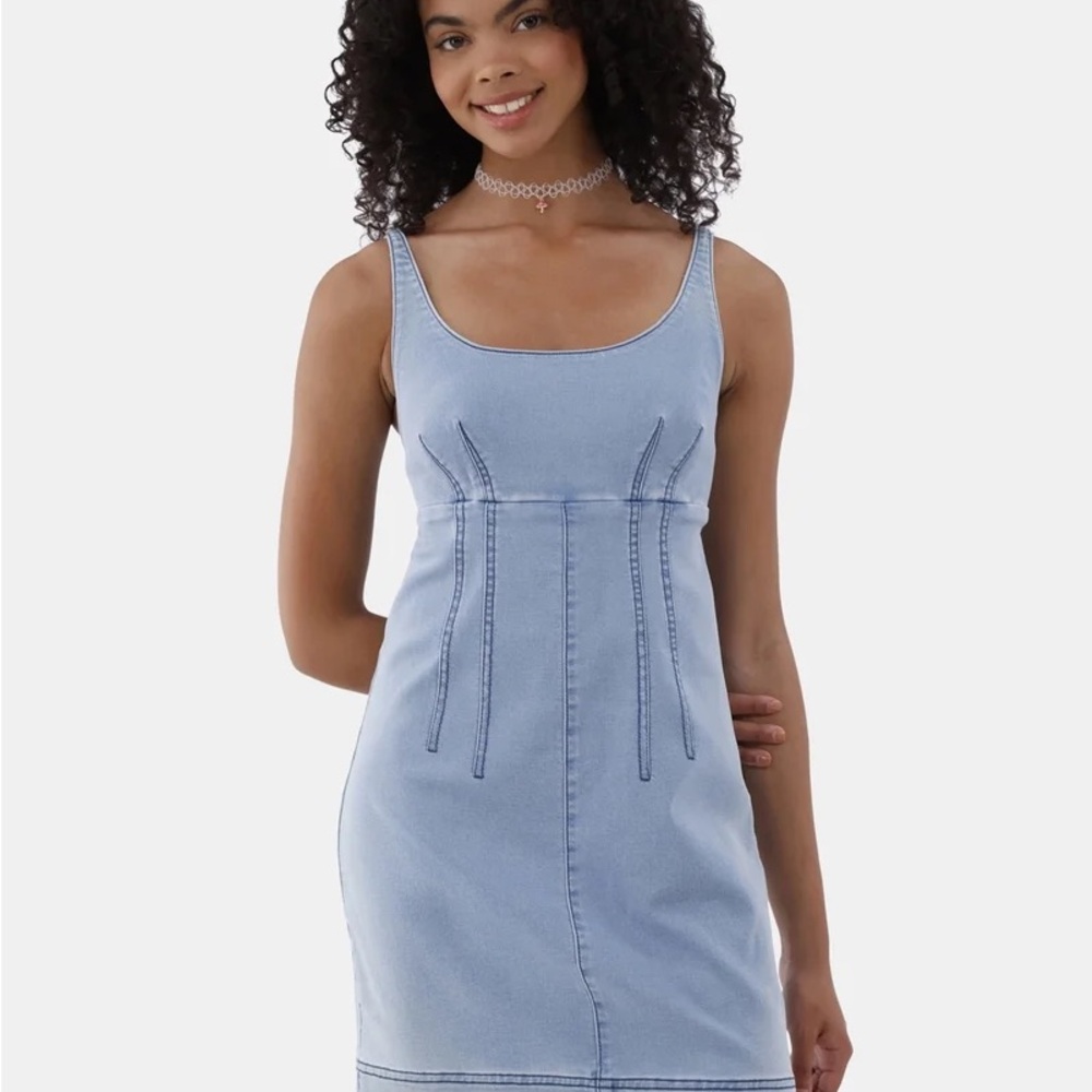 No Boundaries Light Blue Denim Mini Dress